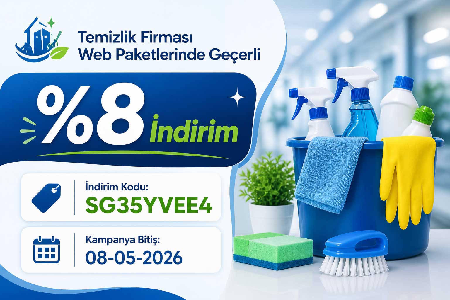Temizlik Firması Web Paketlerinde Geçerli %8 İndirim